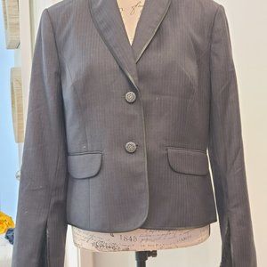 Charcoal Pin striped and lace jacket by Chelsea and Theodore, size 14